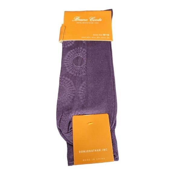 BRUNO CONTE MEN'S PURPLE SILKY DRESS SOCK FASHION COLORS . BCS2004. - Picture 2 of 4